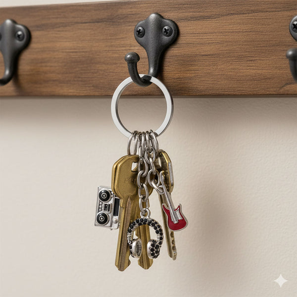 Llavero Audio Plateado Rojo