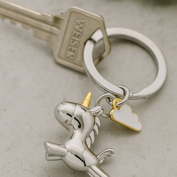 Llavero Unicornio Plata Oro