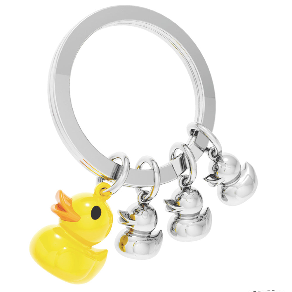 Llavero Patitos Amarillo Plata