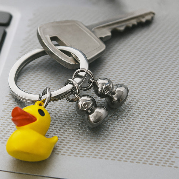 Llavero Patitos Amarillo Plata