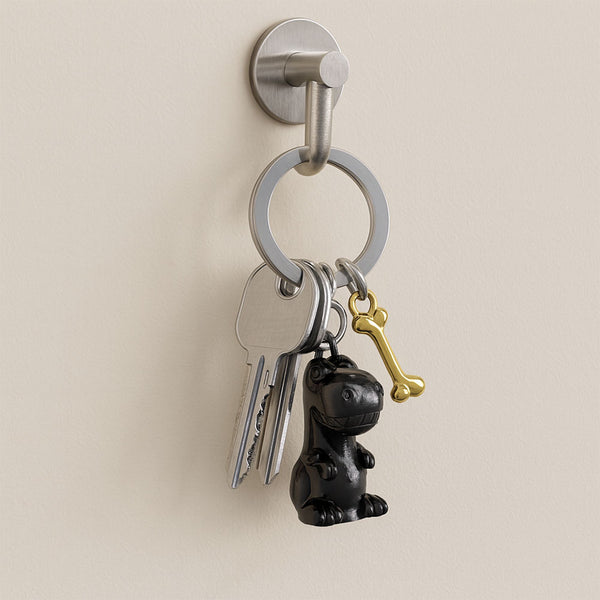 Llavero Dinosaurio Negro Dorado