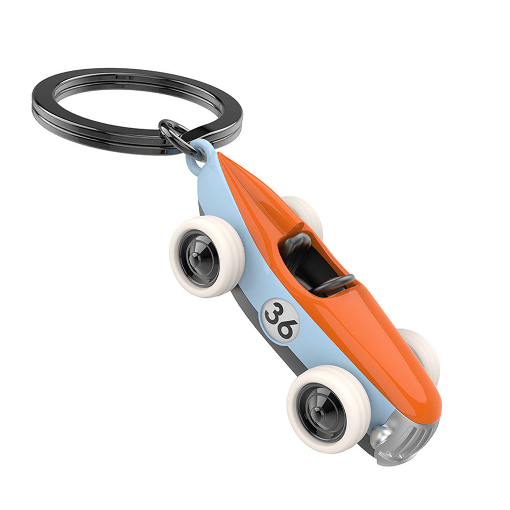 Llavero Auto Carreras Antiguo Azul