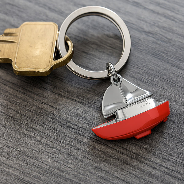 Llavero Velero Rojo Plateado