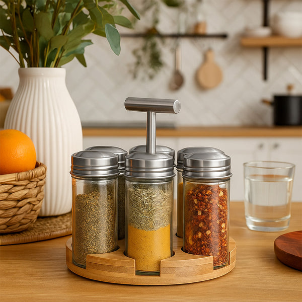 Juego 6 Especieros Vidrio con Base