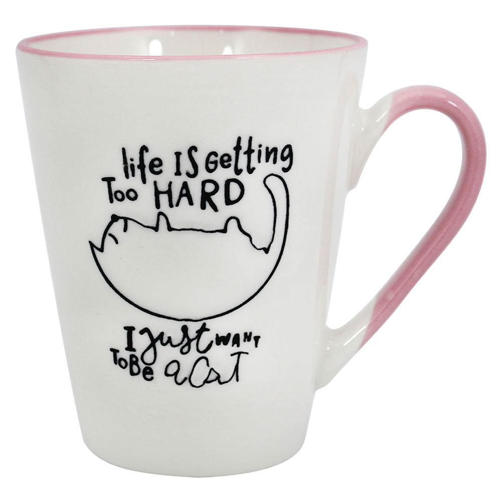 Taza Gato Texto Rosa