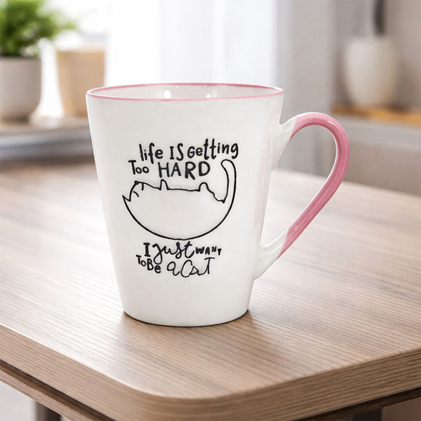Taza Gato Texto Rosa