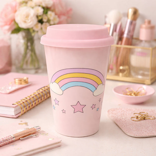 Taza Arcoiris Grande Rosa