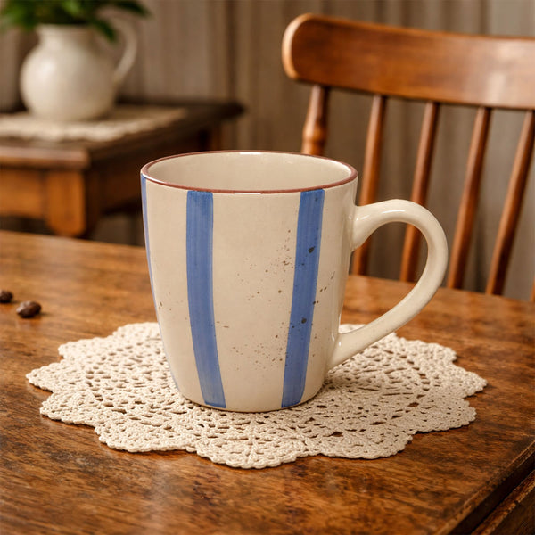 Taza Stoneware Rayas Azul