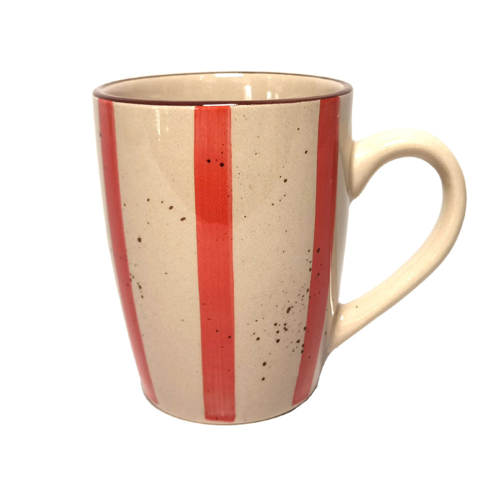 Taza Stoneware Rayas Roja