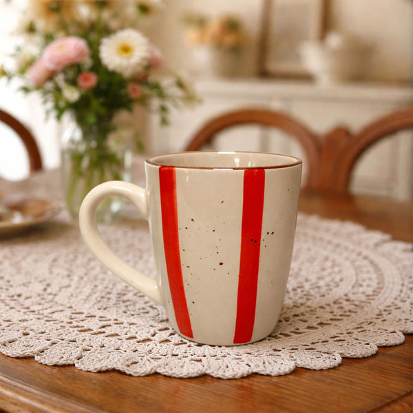 Taza Stoneware Rayas Roja
