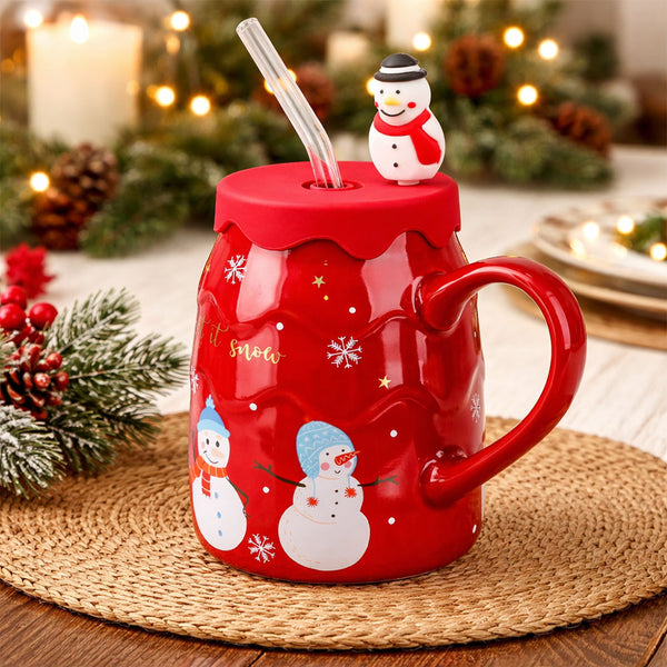 Taza Navideña Roja Muñeco