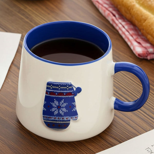 Taza Blanca Azul Guante