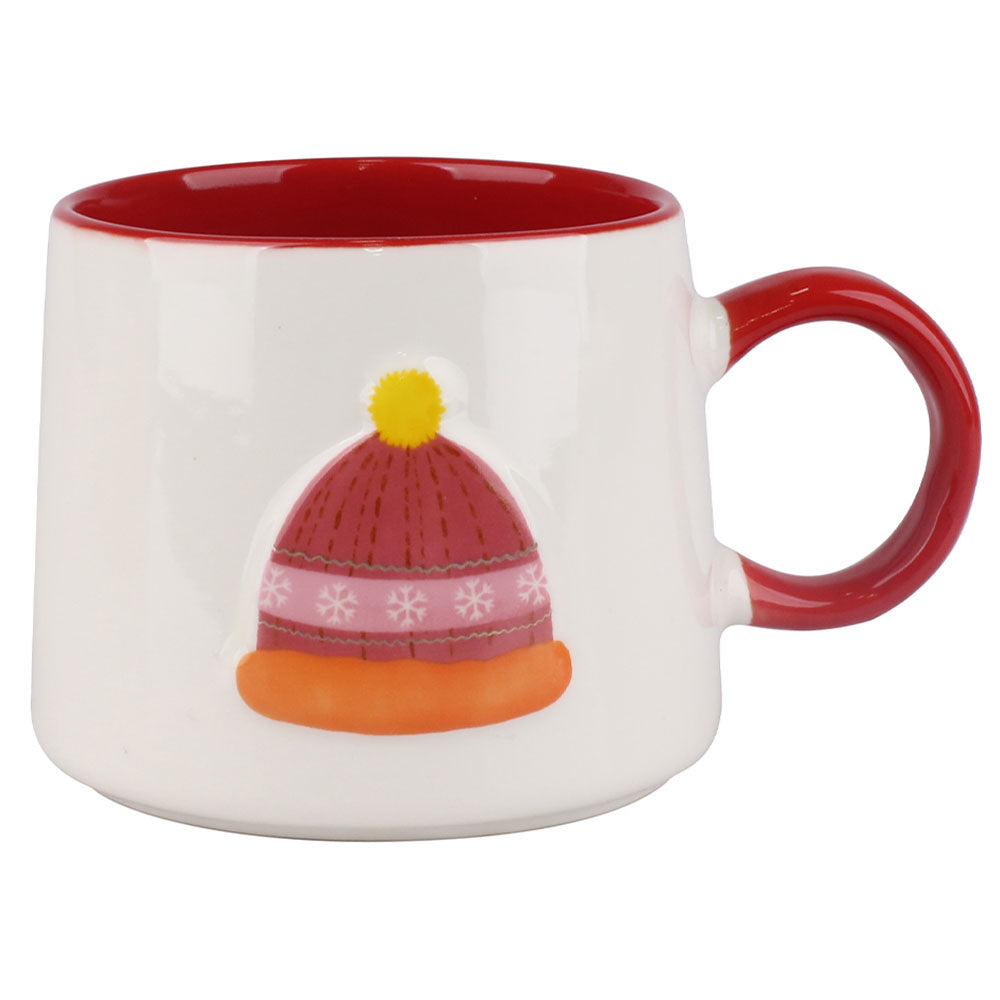 Taza Blanca Roja Gorro