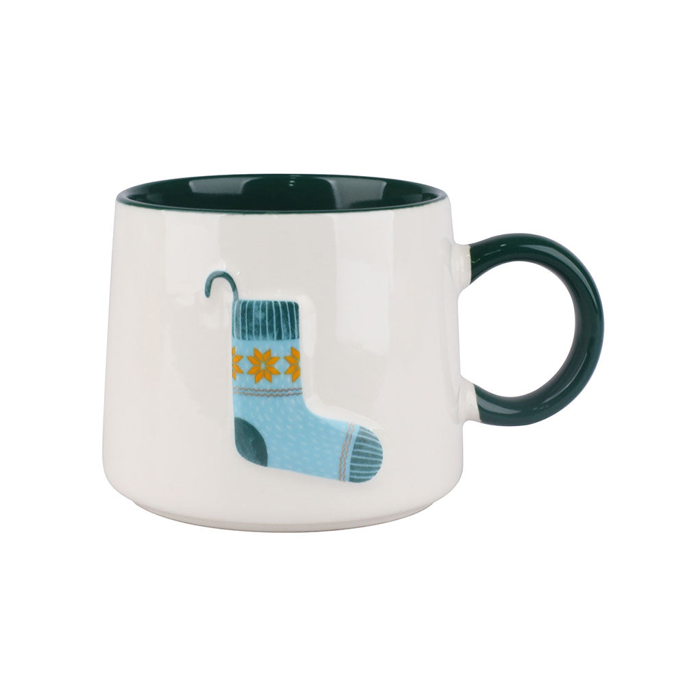 Taza Blanca Verde Calcetín