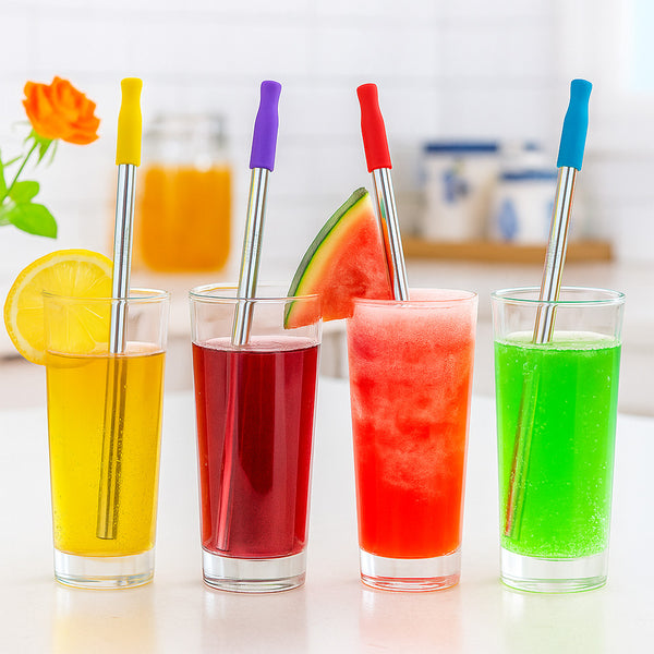 Juego 4 Popotes Acero con Estuche