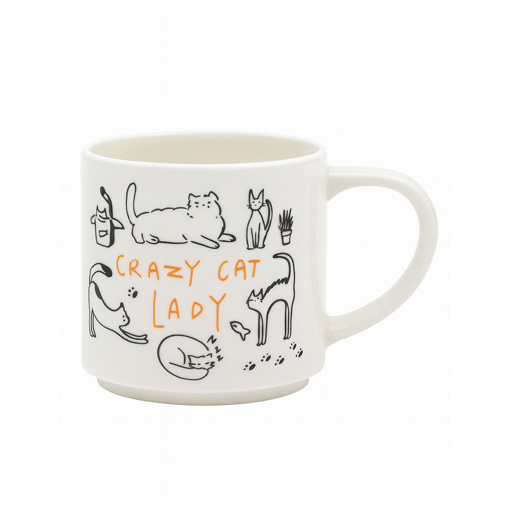 Taza Blanca Crazy Cat