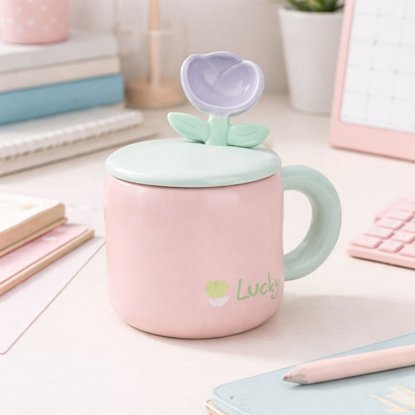 Taza Tapa Flor Morada