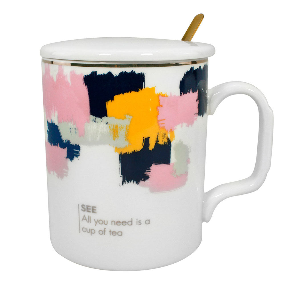 Taza Puntos Pasteles Tapa