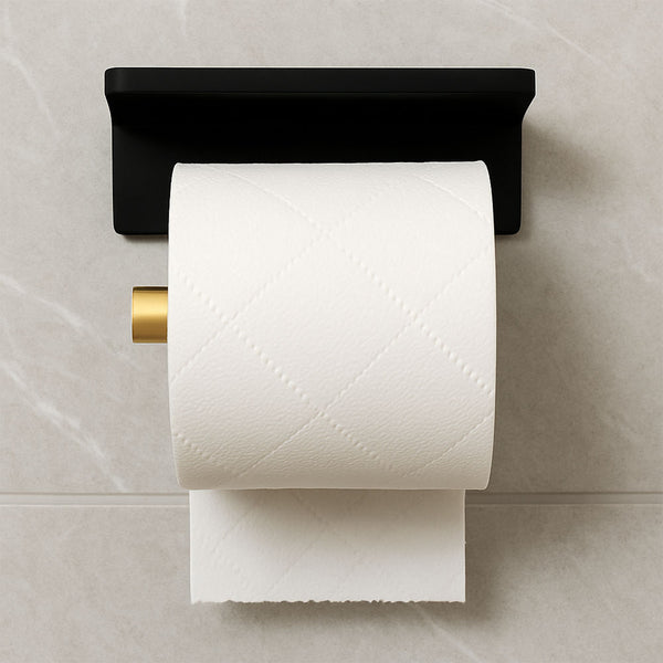 Dispensador de rollo de papel, color negro con toque dorado Lavanda